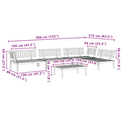 vidaXL Salon palette de jardin 5 pcs bois d'acacia massif