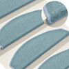 vidaXL Tapis d'escalier 15 pi&egrave;ces 65 x 24 x 4 cm Bleu mer Demi-rond Grand