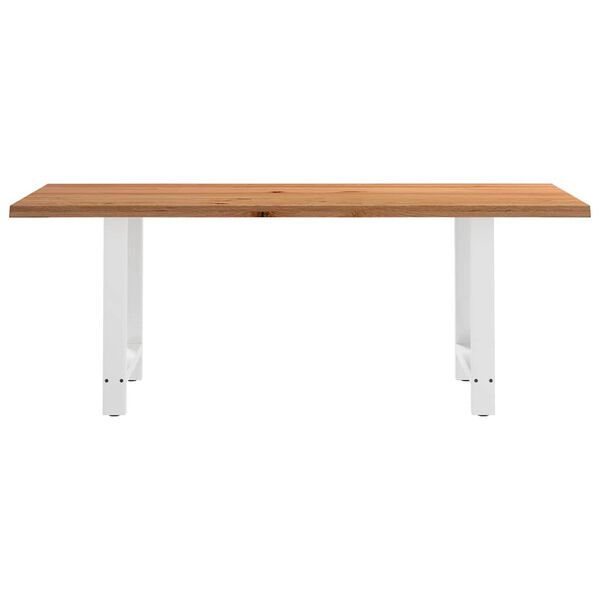 vidaXL Table &agrave; manger et bord naturel bois massif ch&ecirc;ne rectangulaire