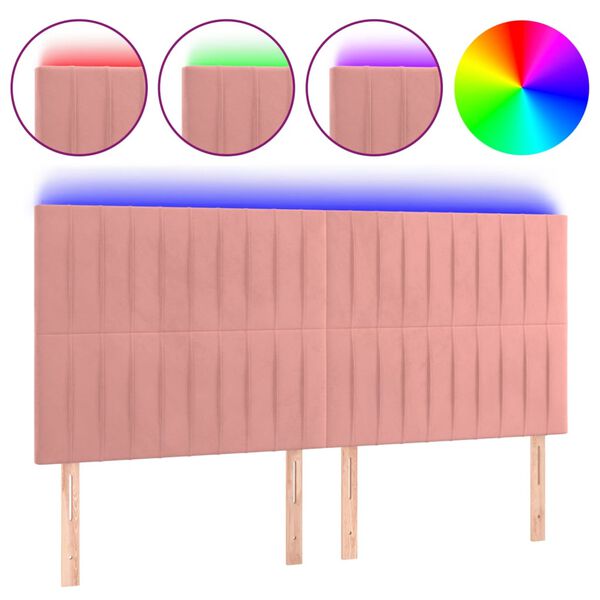 vidaXL T&ecirc;te de lit &agrave; LED Rose 200x5x118/128 cm Velours