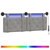 vidaXL T&ecirc;te de lit suspendue Avec lumi&egrave;re LED Gris clair Velours