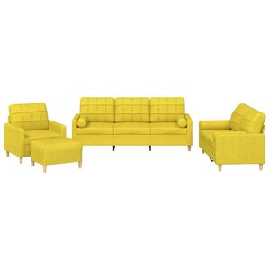 vidaXL Ensemble de canap&eacute;s 4 pcs avec coussins jaune clair tissu