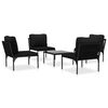 vidaXL Salon de jardin 5 pcs avec coussins Noir PVC
