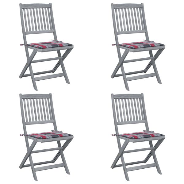 vidaXL Chaises pliables d'ext&eacute;rieur lot de 4 et coussins Bois d'acacia