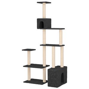 vidaXL Arbre &agrave; chat avec poteaux &agrave; griffer en sisal Gris fonc&eacute;