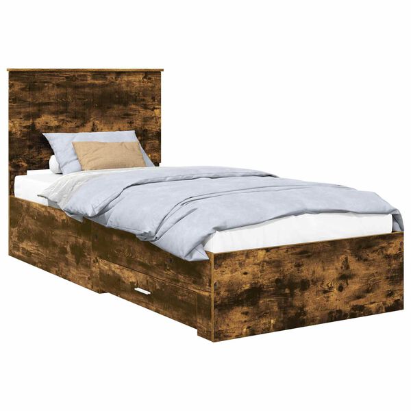 vidaXL Cadre de lit Ch&ecirc;ne fum&eacute; 90 x 190 cm Bois d'ing&eacute;nierie