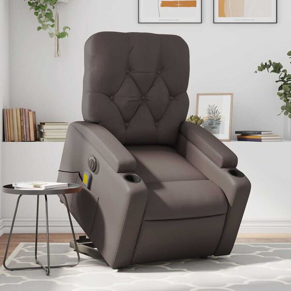 vidaXL Fauteuil inclinable de massage &eacute;lectrique marron similicuir