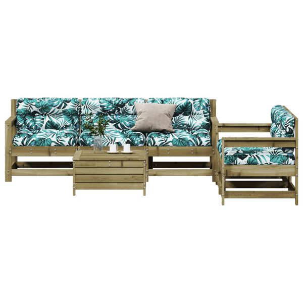 vidaXL Salon de jardin 6 pcs avec coussins bois de pin impr&eacute;gn&eacute;