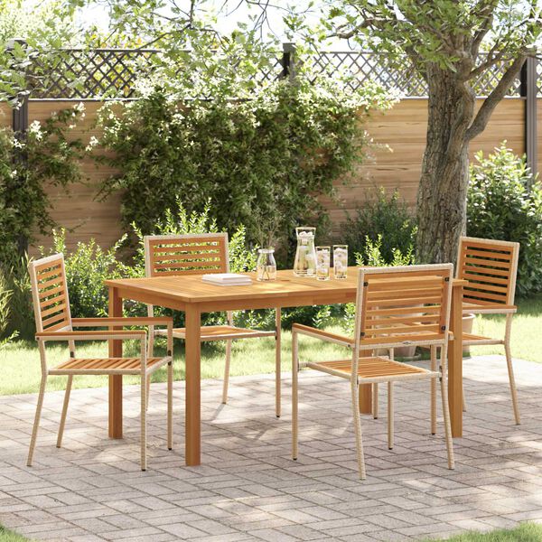 vidaXL Ensemble de salle &agrave; manger pour jardin 5 pcs Beige Poly rotin