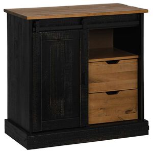vidaXL Buffet HALDEN porte coulissante noir 80x40x80 cm bois massif