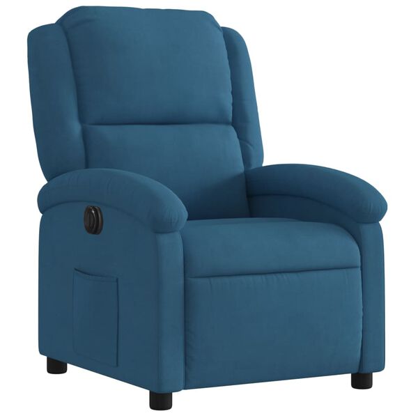 vidaXL Fauteuil inclinable &eacute;lectrique bleu velours