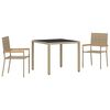 vidaXL Ensemble de salle &agrave; manger pour jardin 3 pc Beige polyrotin