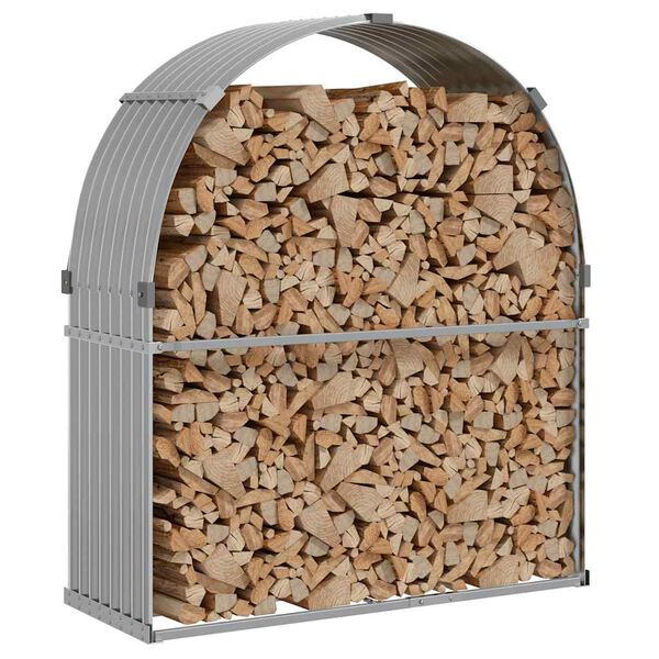 vidaXL Porte-bûches gris clair 120x45x140 cm acier galvanisé