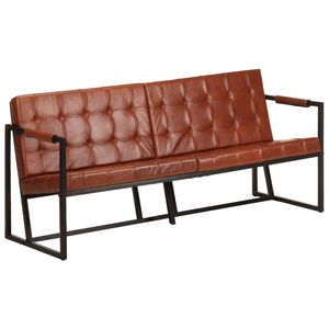 vidaXL Canap&eacute; &agrave; 3 places Marron Cuir de ch&egrave;vre v&eacute;ritable