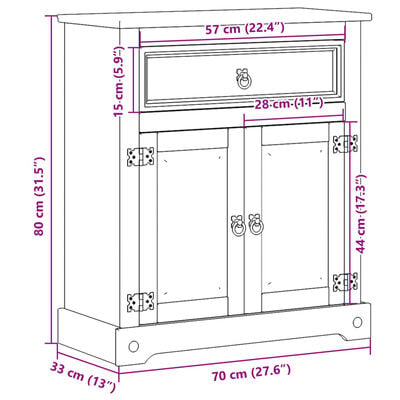 vidaXL Armoire de salle de bain Corona 70x33x80 cm bois de pin massif