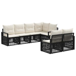 vidaXL Ensemble de canap&eacute; de jardin 7 pc 7-Nombre de places Noir