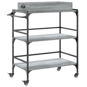 vidaXL Chariot de cuisine sonoma gris 81,5x41x92,5cm bois d'ing&eacute;nierie