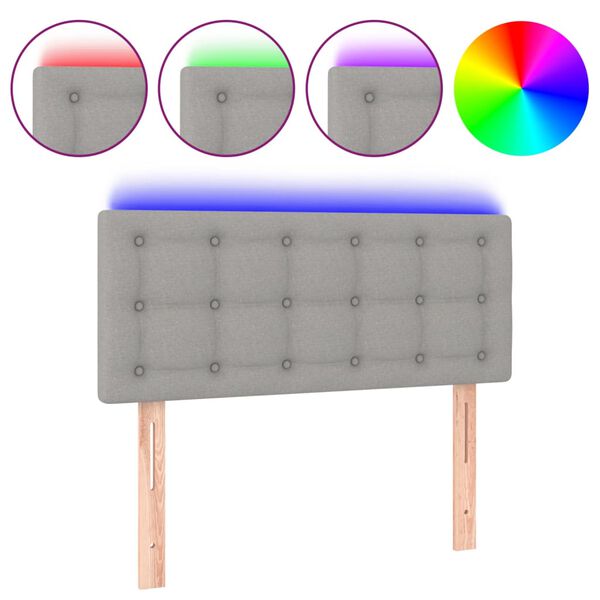 vidaXL T&ecirc;te de lit &agrave; LED Gris clair 100x5x78/88 cm Tissu
