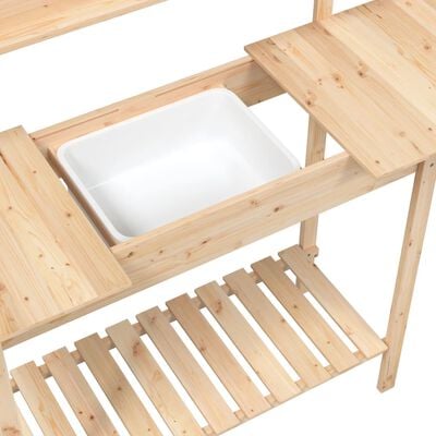 vidaXL Table de rempotage et évier 147,5x44x139,5 cm bois massif sapin