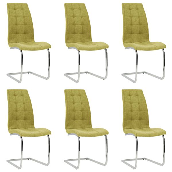 vidaXL Chaises &agrave; manger cantilever lot de 6 vert tissu