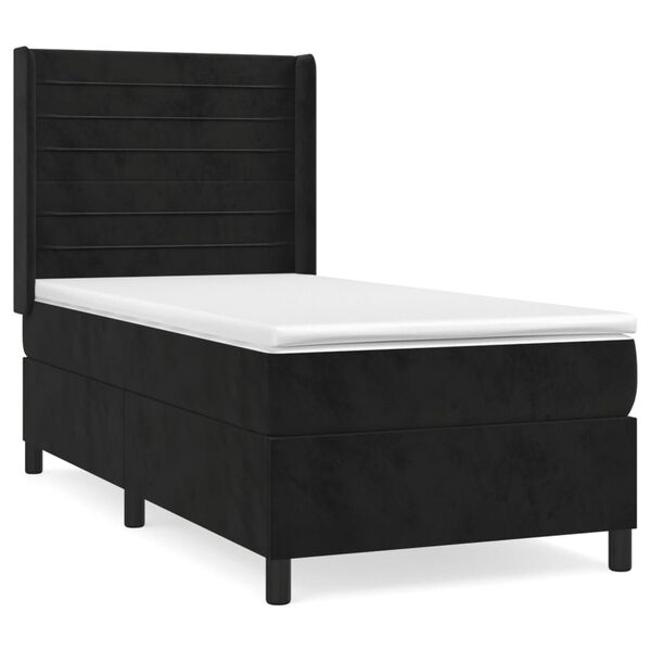 vidaXL Sommier &agrave; lattes de lit avec matelas Noir 90x190 cm Velours