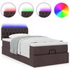 vidaXL Lit ottoman avec matelas et LED marron fonc&eacute; 90x200 cm tissu