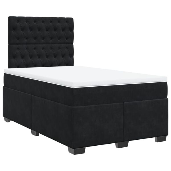 vidaXL Sommier &agrave; lattes de lit avec matelas noir 120x190 cm velours