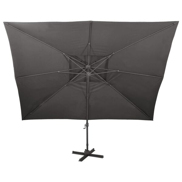 vidaXL Parasol de jardin d&eacute;port&eacute; avec double plateau Anthracite 400 x 300 cm