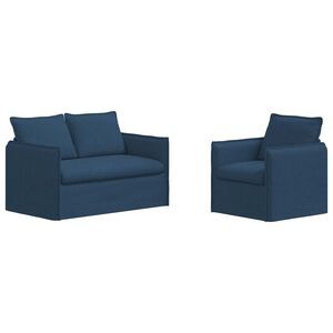 vidaXL Ensemble de Canap&eacute;s 2 pc Bleu Tissu