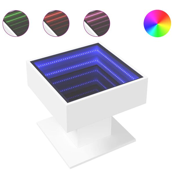 vidaXL Table basse avec LED blanc 50x50x45 cm bois d'ing&eacute;nierie