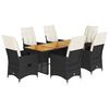 vidaXL Ensemble &agrave; manger de jardin coussins 7 pcs noir r&eacute;sine tress&eacute;e