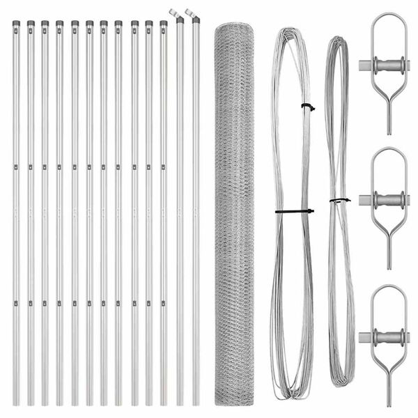 vidaXL Poteau de cl&ocirc;ture. Argent&eacute; 25 x 1,6 m (maille de 25 mm) Acier