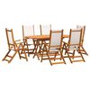 vidaXL Ensemble &agrave; Manger de jardin 7pcs bois d'acacia solide textil&egrave;ne