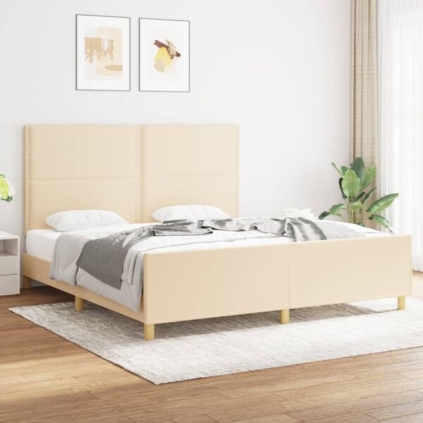 vidaXL Cadre de lit sans matelas cr&egrave;me 180x200 cm tissu