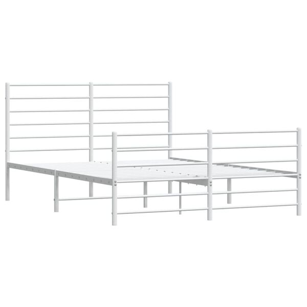vidaXL Cadre de lit m&eacute;tal sans matelas et pied de lit blanc 120x190 cm