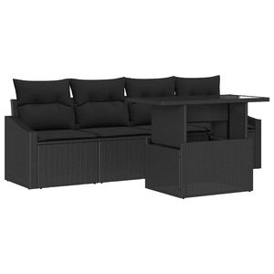 vidaXL Ensemble de canap&eacute; de jardin 5 pcs Noir Poly rotin