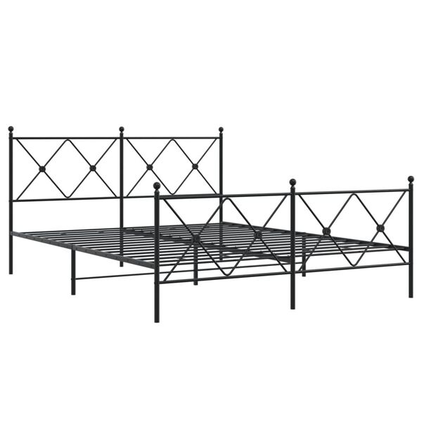 vidaXL Cadre de lit m&eacute;tal sans matelas avec pied de lit noir 160x200cm