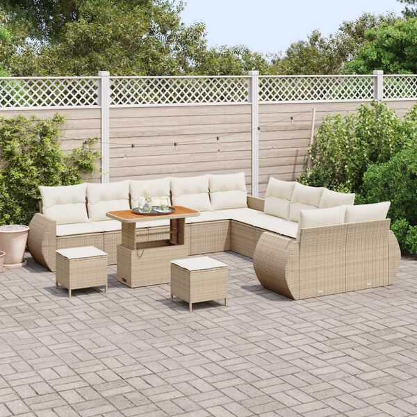 vidaXL Ensemble de canapé de jardin 13 pcs Beige polyrotin