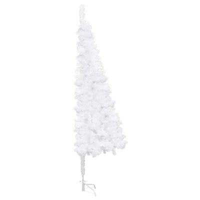 vidaXL Arbre de Noël artificiel d'angle LED et boules Blanc 210 cm PVC