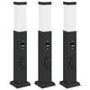 vidaXL Bornes lumineuses avec capteur et prise lot de 3 50 cm noir IP44
