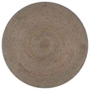 vidaXL Tapis fait &agrave; la main Jute Rond 150 cm Gris
