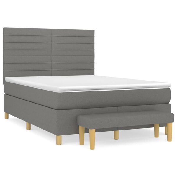 vidaXL Sommier &agrave; lattes de lit avec matelas Gris fonc&eacute; 140x200cm Tissu