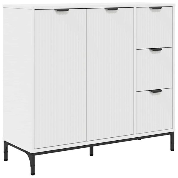 vidaXL Buffet avec tiroir Blanc 89,5 x 33 x 82 cm Bois d'ing&eacute;nierie