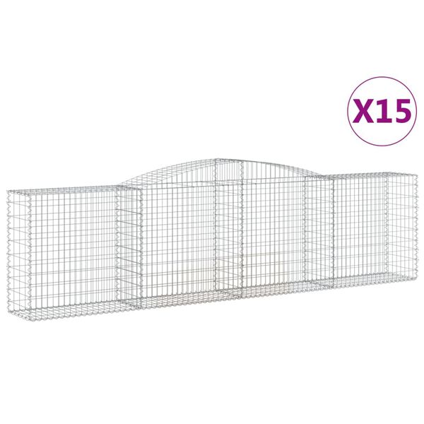 vidaXL Paniers &agrave; gabions arqu&eacute;s 15 pcs 400x50x100/120 cm Fer galvanis&eacute;