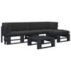 vidaXL Salon de jardin palette 4pcs avec coussins Pin impr&eacute;gn&eacute; de noir