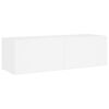 vidaXL Meuble TV muraux 4 pcs avec lumi&egrave;res LED blanc