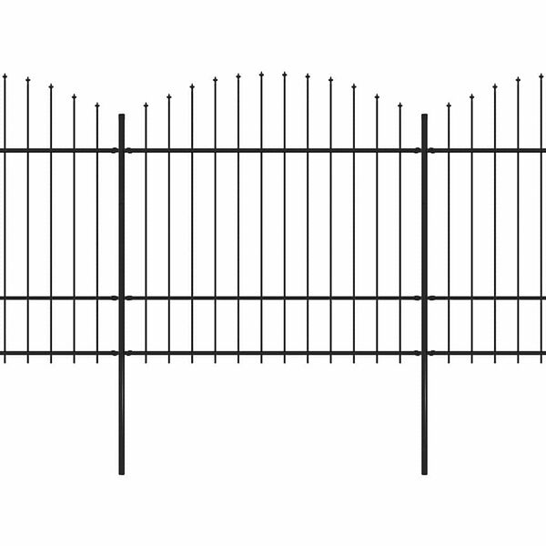 vidaXL Cl&ocirc;ture de jardin avec dessus en forme de lance en acier 1070 x 175 cm Noir