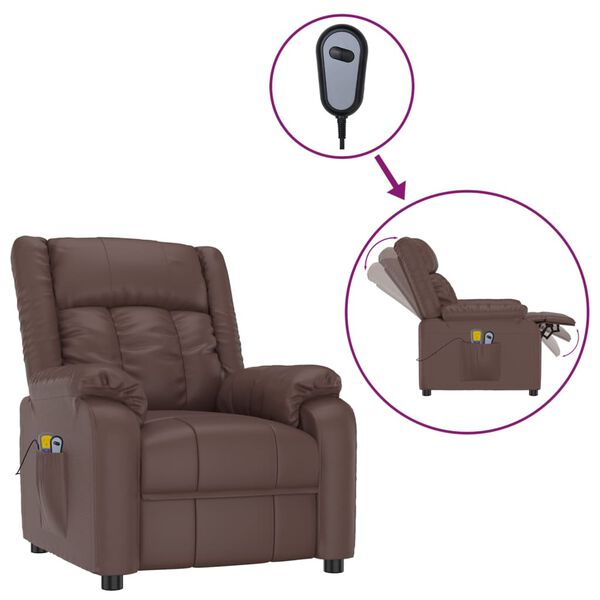 vidaXL Fauteuil de massage &eacute;lectrique Marron Similicuir