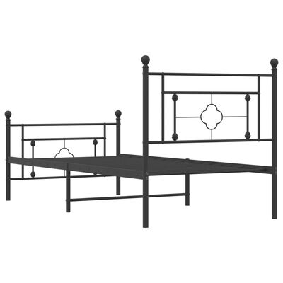 vidaXL Cadre de lit métal sans matelas avec pied de lit noir 90x190 cm