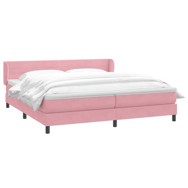 vidaXL Sommier &agrave; lattes de lit avec matelas rose 200x210 cm velours